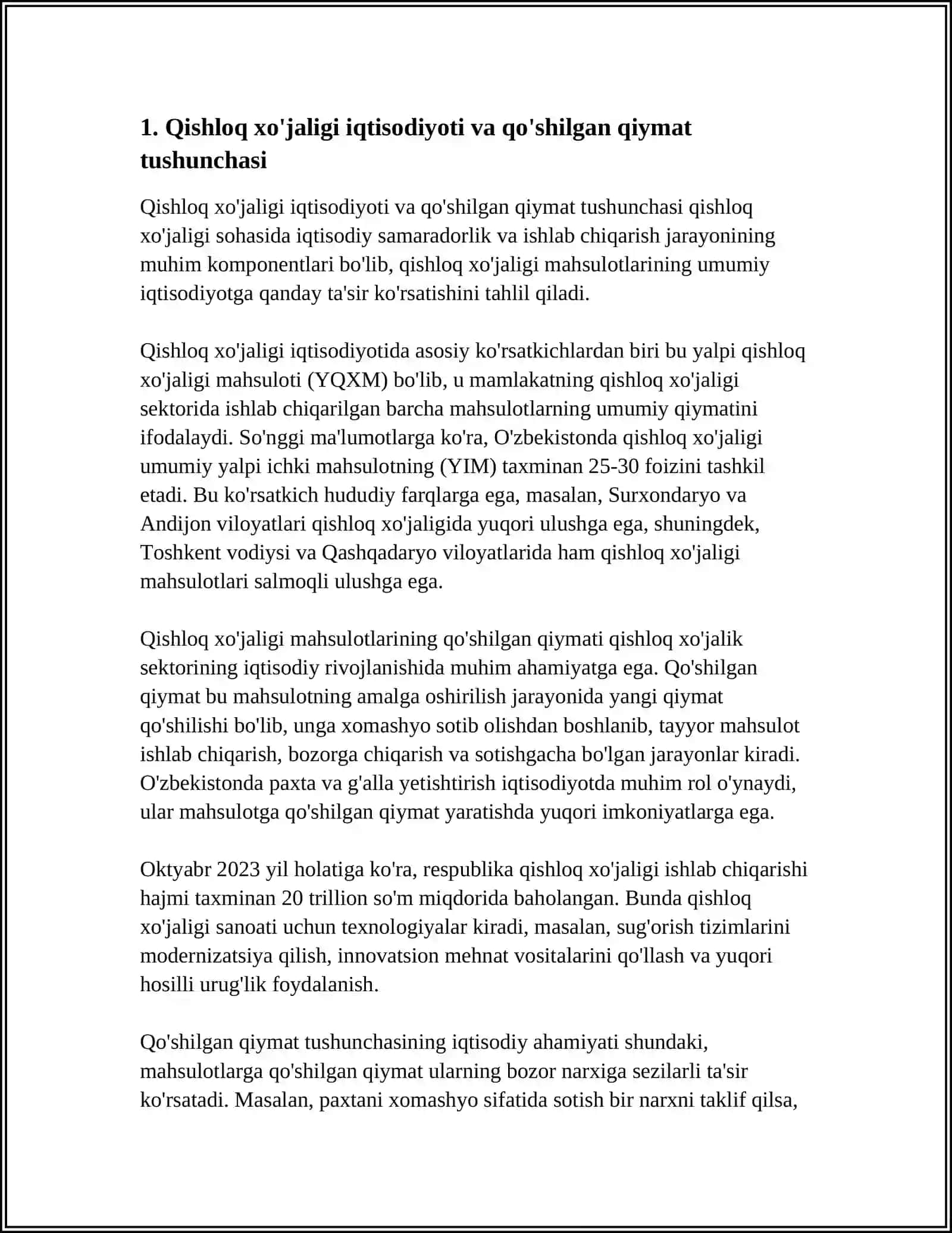 QISHLOQ XO'JALIGIDA QO'SHILGAN QIYMAT ZANJIRINI RIVOJLANISH TARIXI 3