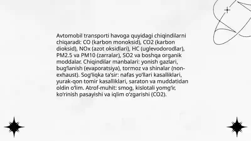 Avtomobil transportining ekologik tasiri va uni kamaytirish choralari 3