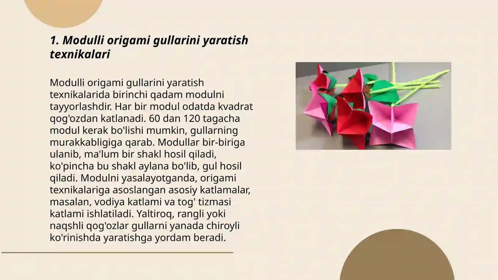 Modulli origami gullari 3