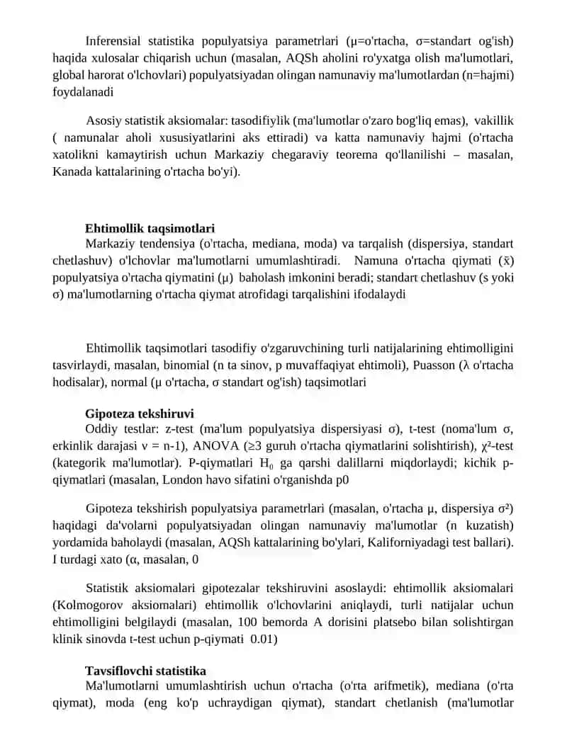 Statistikaning asaosiy tushunchalari va aksimalari 3