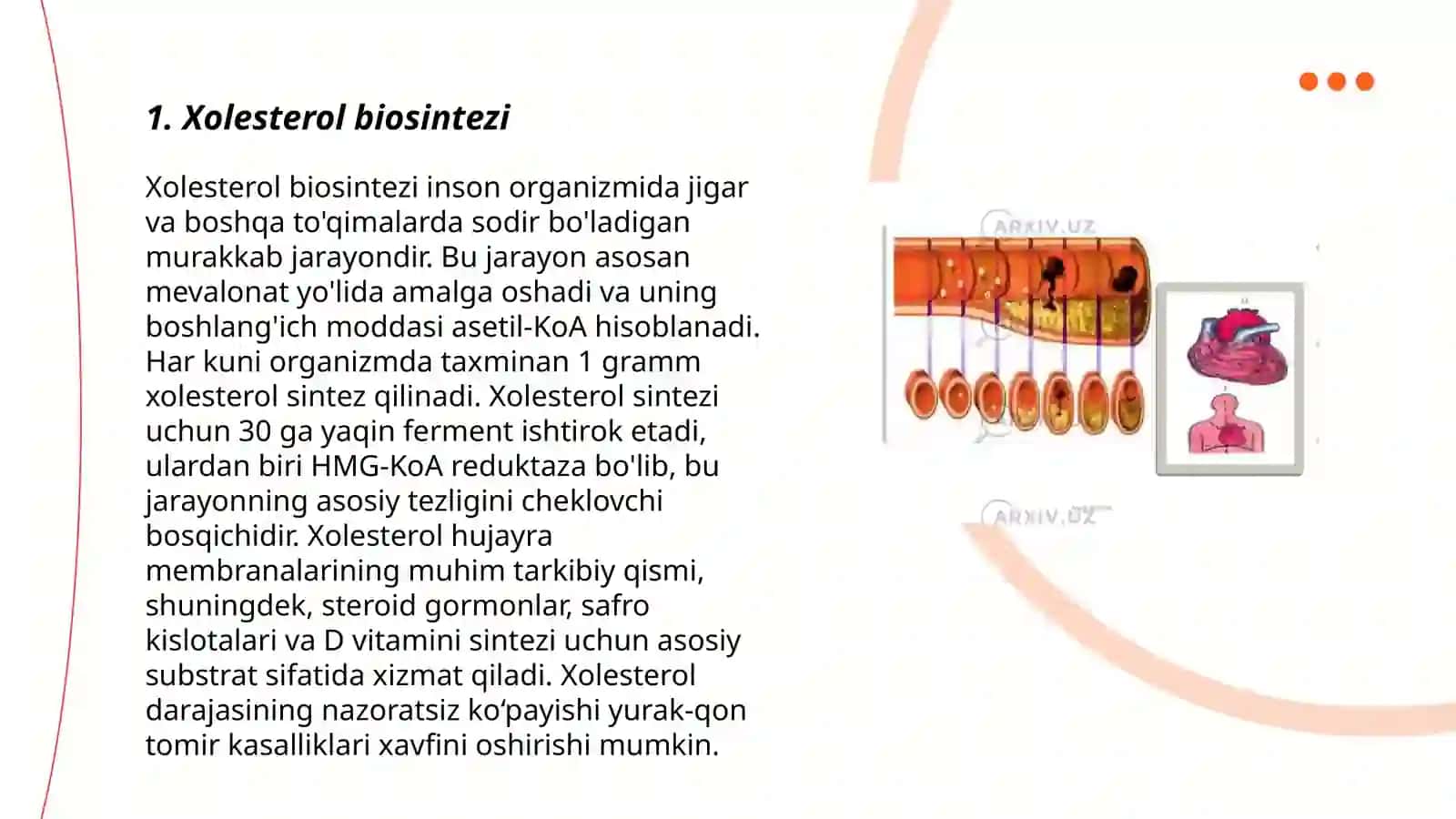Giperxolesterinemiya, ateroskleroz kasalliklari paydo bolishini biokimyoviy asoslari 3