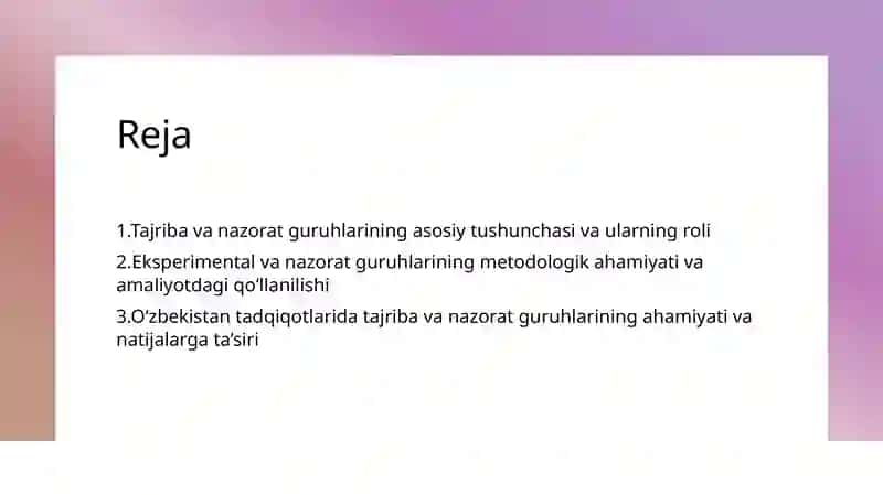 Tajriba va nazorat guruhlari 3