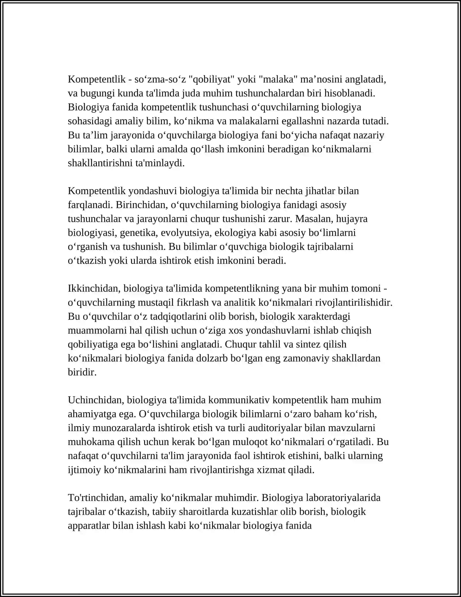 BIOLOGIYANI O'QITISHDA O'QUVCHILARDA KOMPITENTLIKNI RIVOJLANTIRISH 3