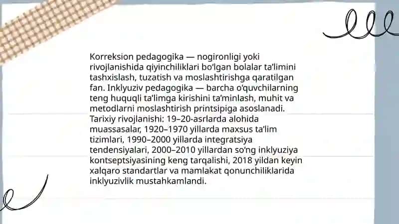 Korreksion pedagogika asoslari.Inklyuziv pedagogika 3