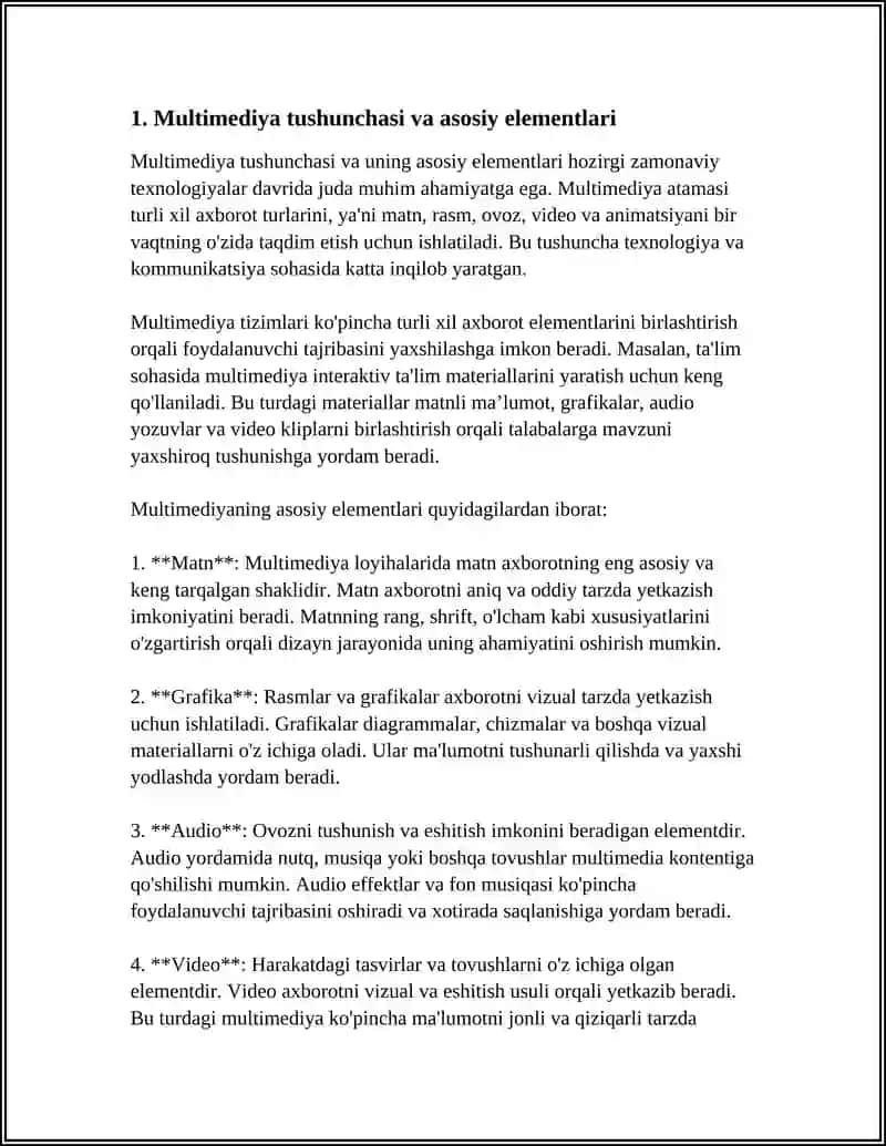 MULTIMEDIYA VA UNING ZAMONAVIY TA'MINOTI 3