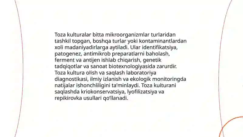 Toza kulturalar va ularning olinishi.Mikroorganizmlar preparatlarini tayyorlash texnikasi 3