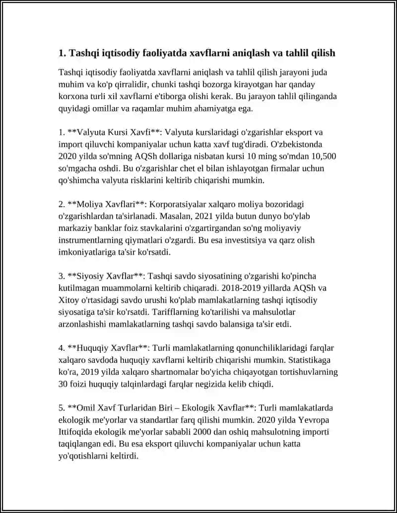 TASHQI IQTISODIY FAOLIYAT SOHASIDA IQTISODIY XAFSIZLIKNI TA’MINLASH MASALALARI 3