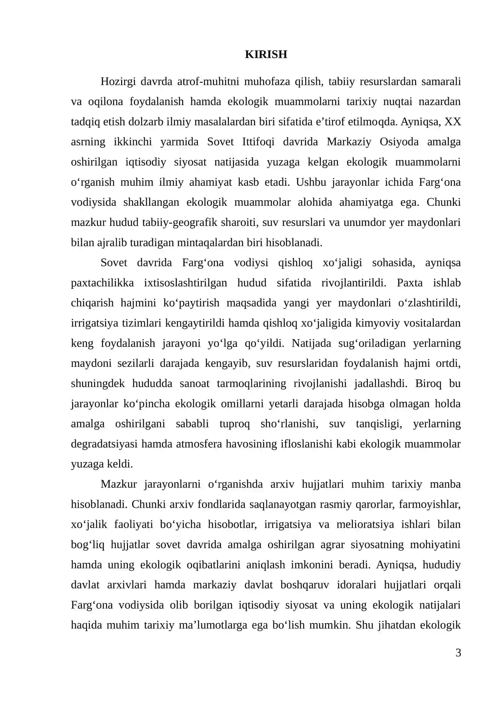 Sovet davrida Fargʻona vodiysida ekologik muammolar va ularning arxiv manbalarida yoritilishi 3
