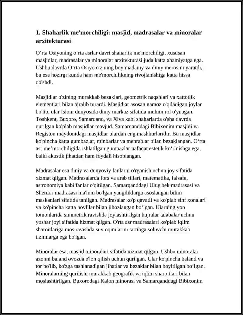 OʻRTA OSIYONING OʻRTA ASRLAR MODDIY MADANIYATI 3