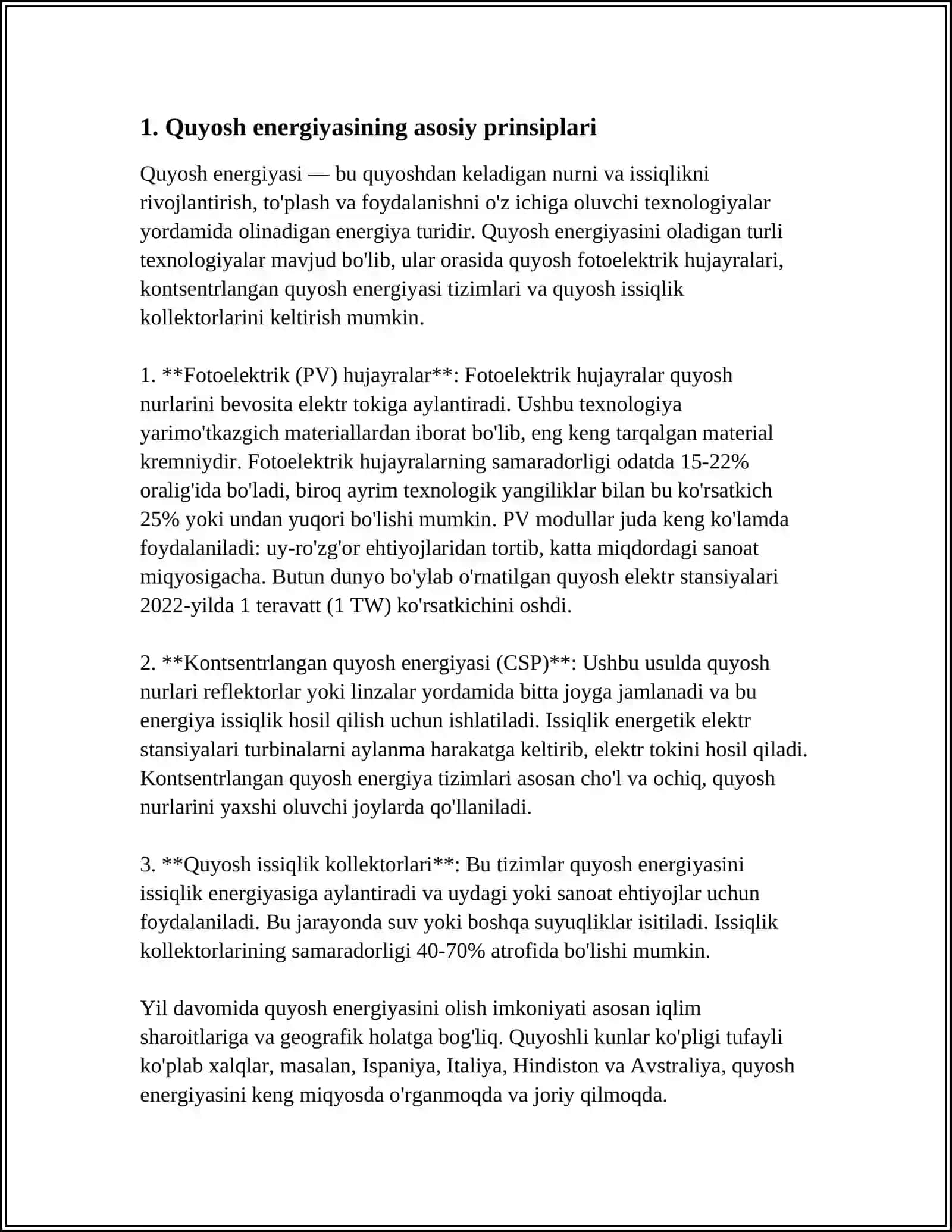 QUYOSH ENERGIYASIDA ISHLAYDIGAN NASOS MUSTAQIL ISH 3