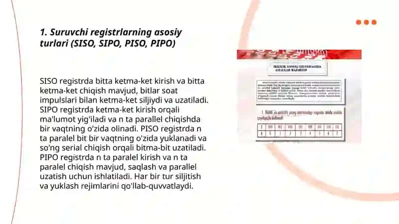 Suruvchi va reversiv registrlar 3