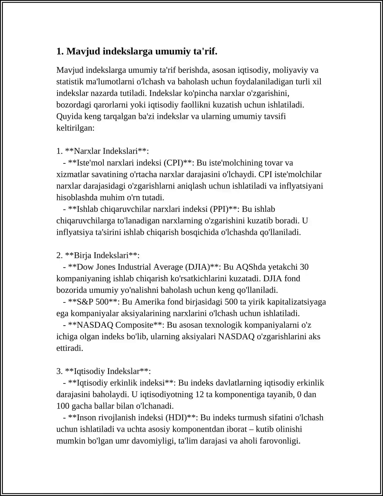 MURAKKAB SO‘ROVLAR YARATISH. SQL TILIDA INDEX YARATISH 3