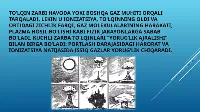 To‘lqin zarbi. Jabrlanish zonalari tavsifi. Yorug‘lik ajralishi. O’tuvchi nurlar 3