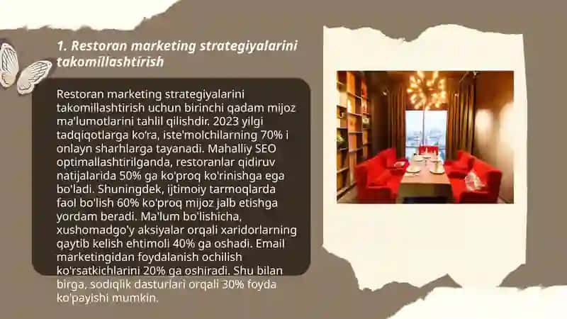 Restoran biznesida muvaffaqiyat yo’llarini yaxshilash va keyingi bosqich 2035-yil 3