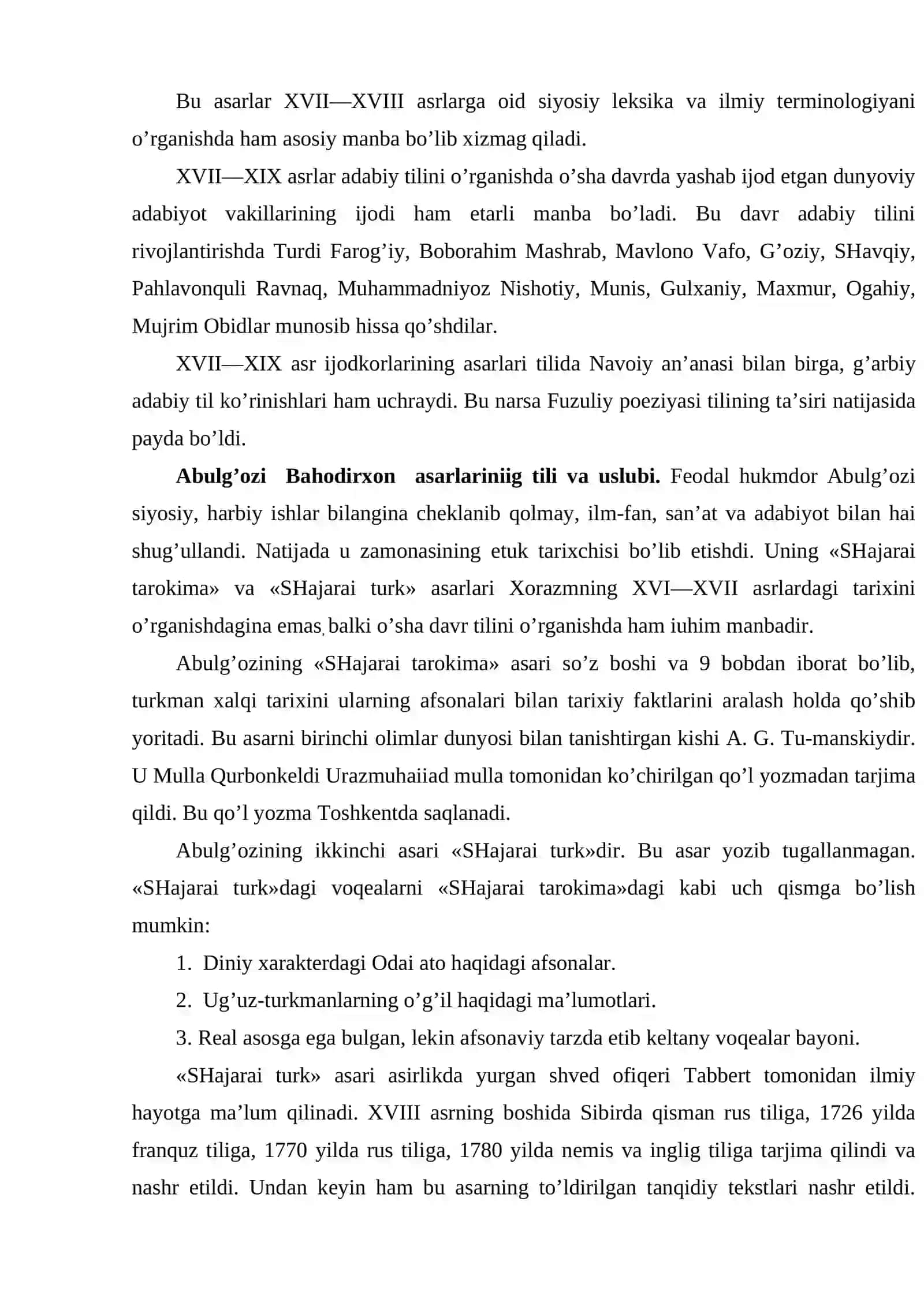 XVII Аsr vа xix аsrning birinchi   yarmidа o’zbek аdаbiy tili 3