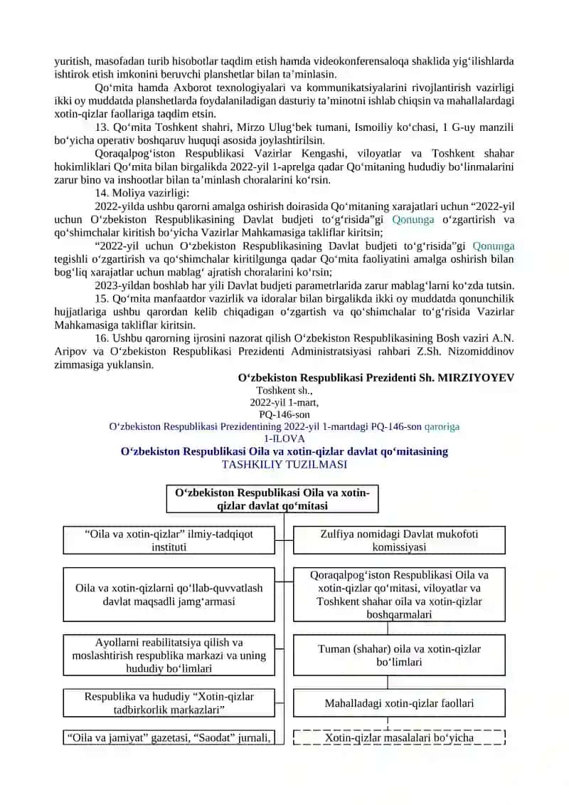OILA VA XOTIN-QIZLAR DAVLAT QO‘MITASI FAOLIYATINI TASHKIL ETISH TO‘G‘RISIDA 3