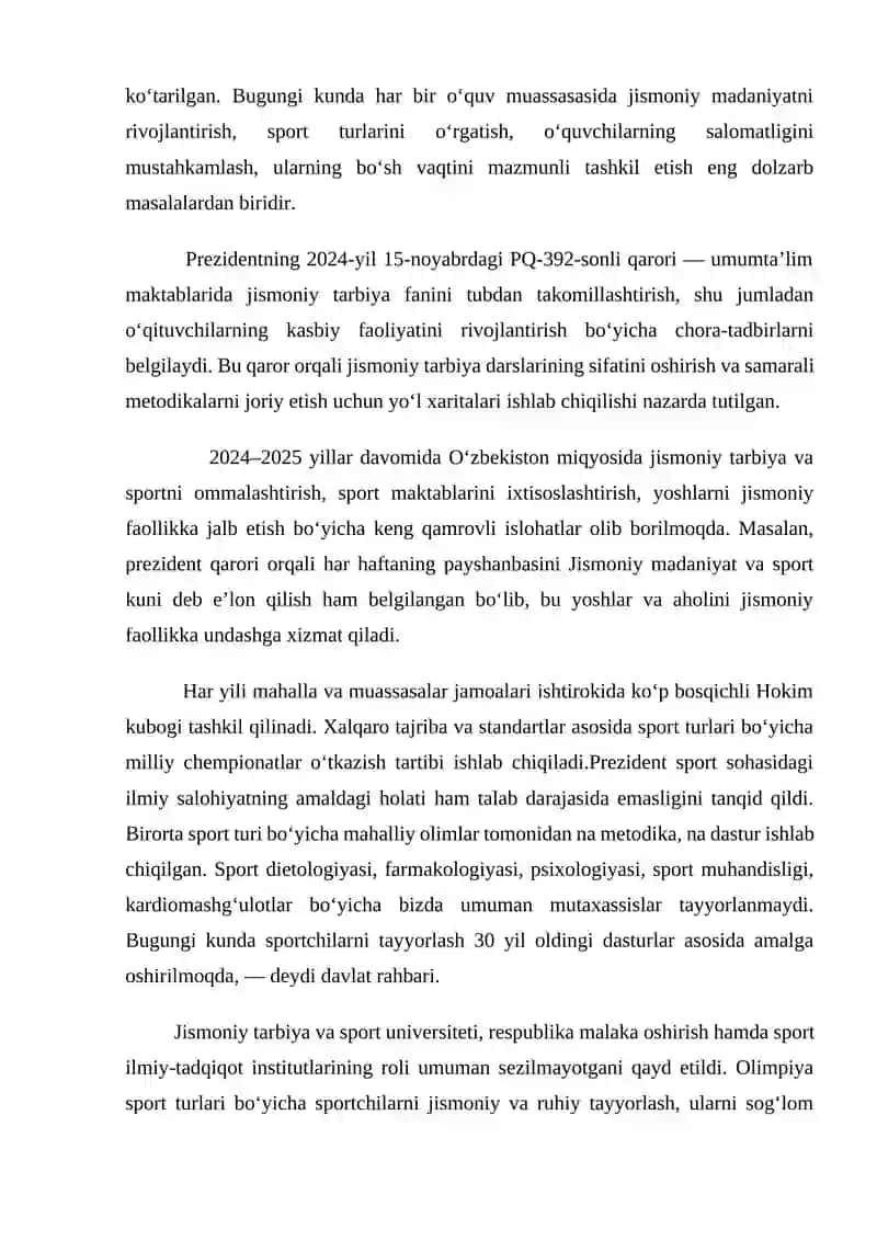 "Jismoniy sifatlarni rivojlantirish. Chaqqonlik va uni tarbiyalash metodikasi" kurs ishi 3