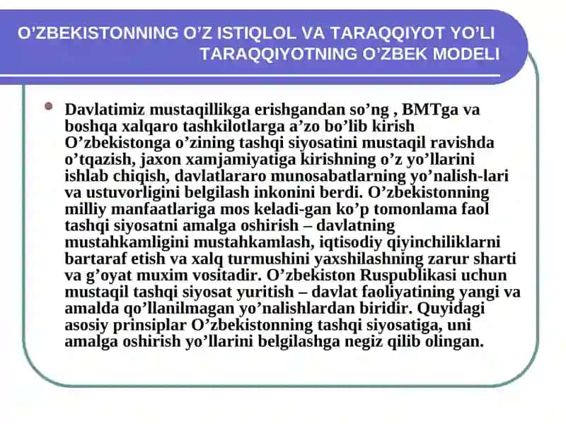 Bozor iqtisodiyotiga o'tishning o'zbek modeli va uning oziga hos hususiyatlari 3