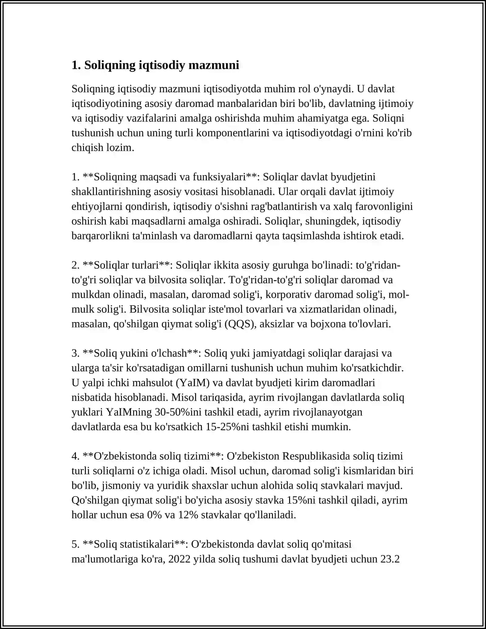SOLIQLARNING IQTISODIY MOHIYATI,ZARURLIGI VA FUNKSIYALARI 3