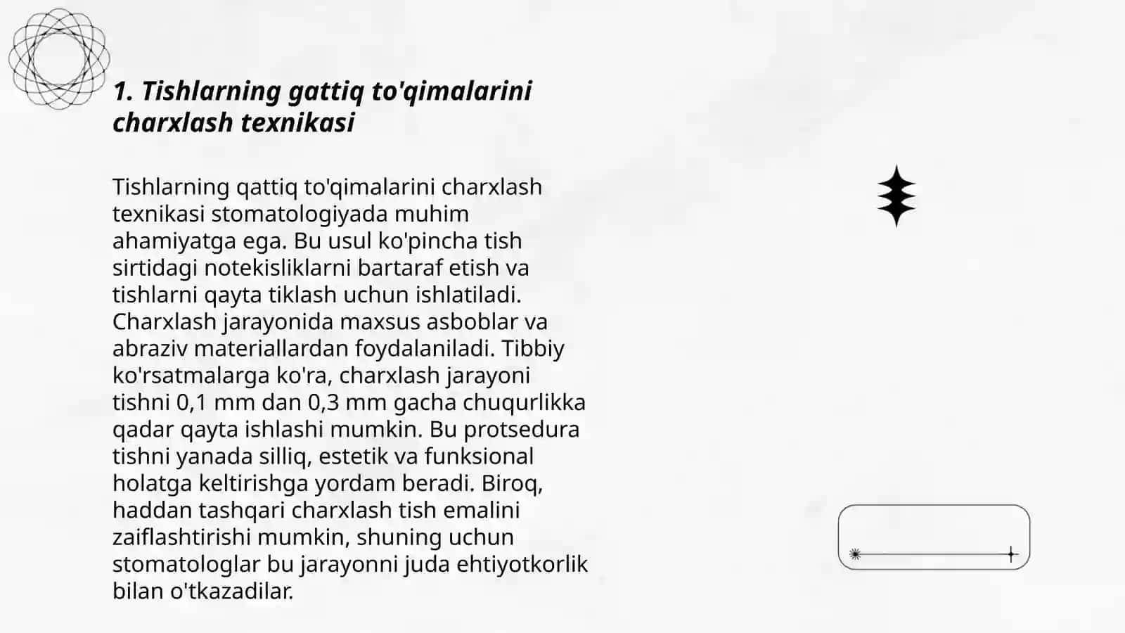 Tishlarning gattiq to' qimalarini charxlash usuli (texnikasi) 3