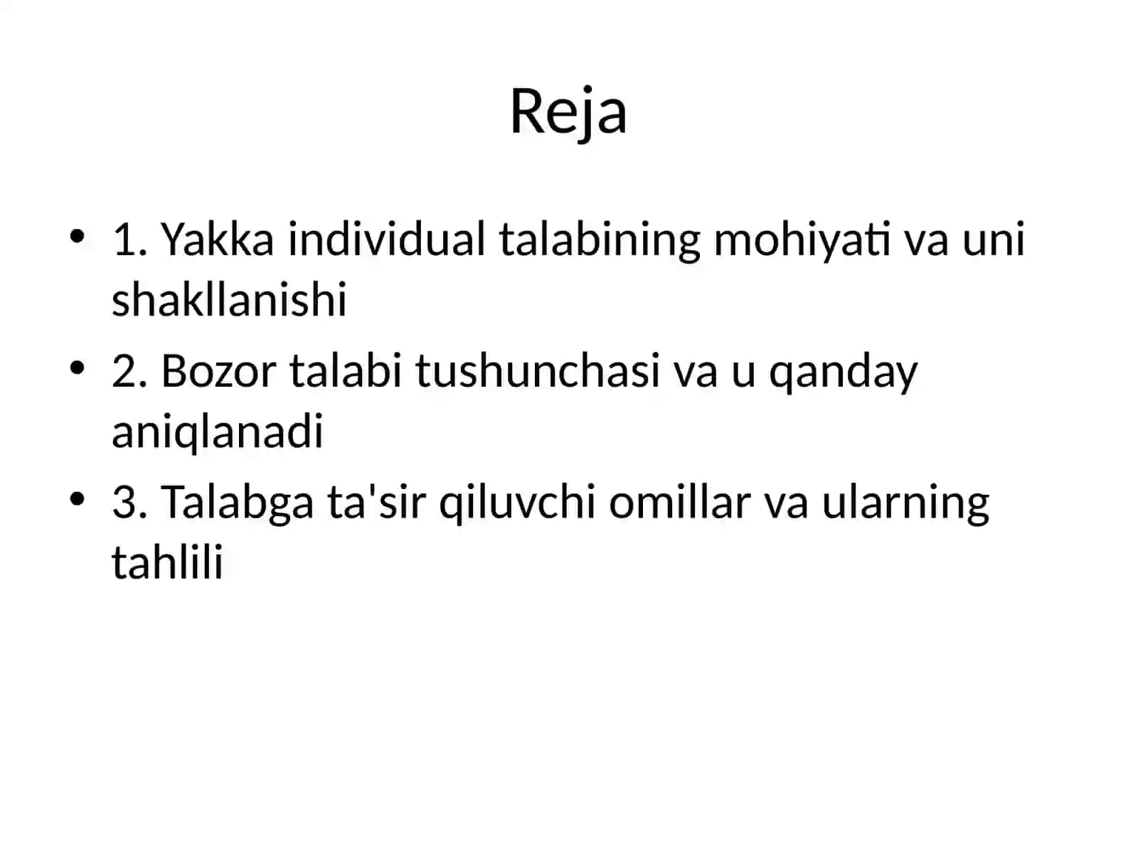 Yakka individual va bozor talabi 3