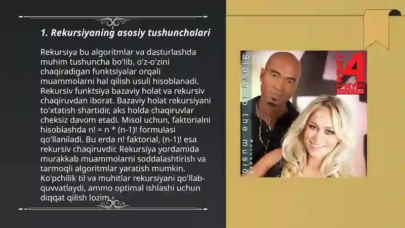 Rekursiya tushunchasini õrgatuvchi õyinlashtirilgandastur 3
