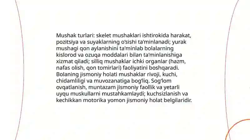Mushaklar faoliyati va bolaning jismoniy holati 3