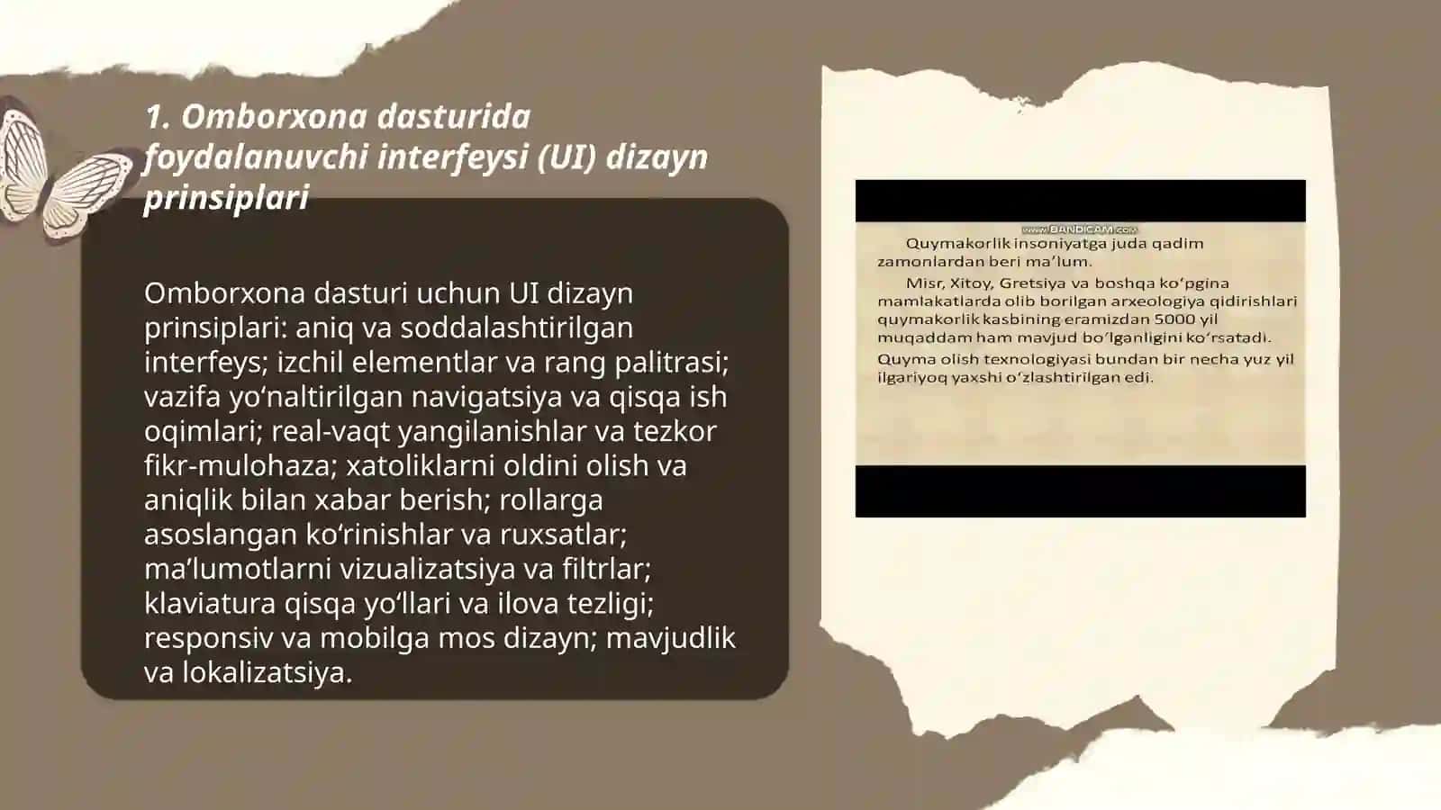 Omborxona hisob kitob dasturlarida interfeys va maʼlumotlar bazasi integratsiyasi 3