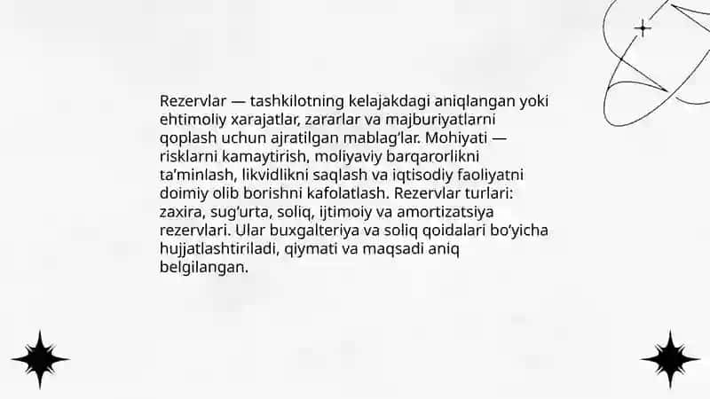 Rezervlar,shartli majburyatlar va shartli aktivlar 3