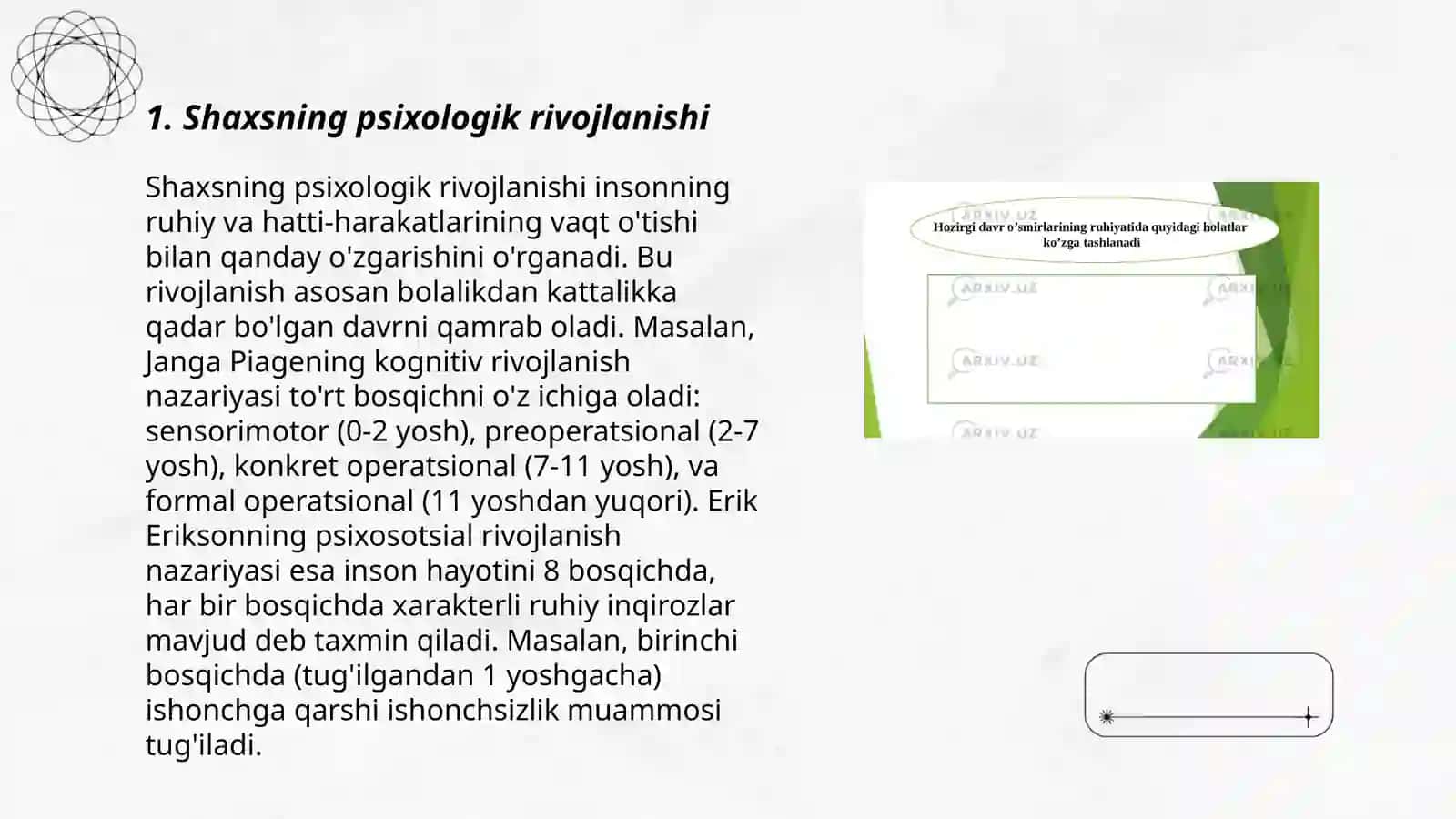 Shaxsning rivojlanishi, tarbiyasi va ijtimoiylashuvi 3