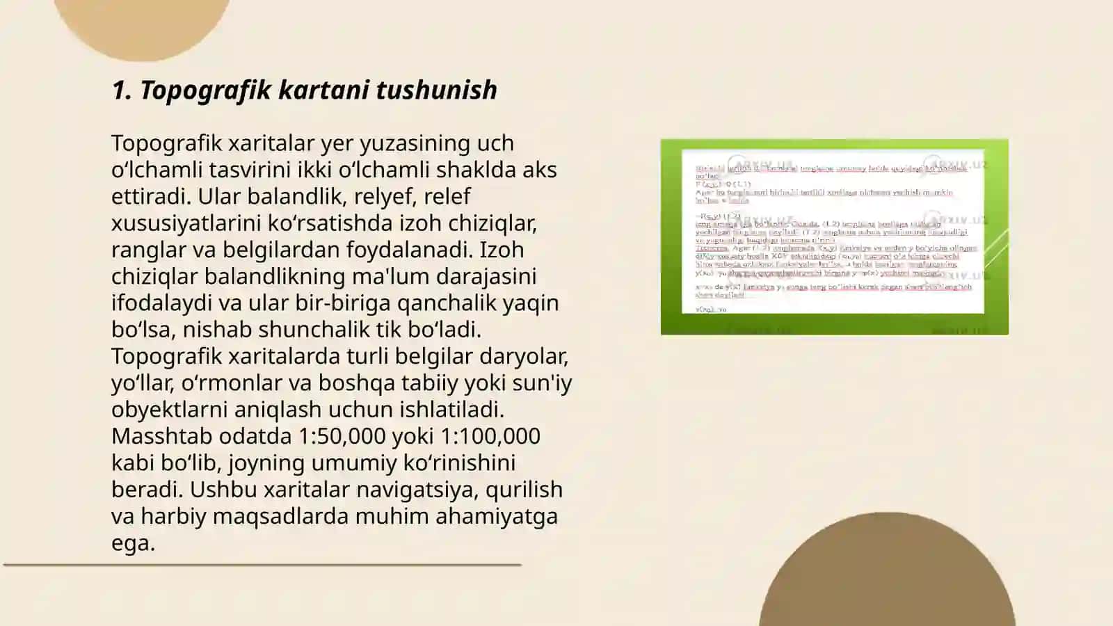 Topografik karta asosida injinerli geodezik masalalar yechish 3