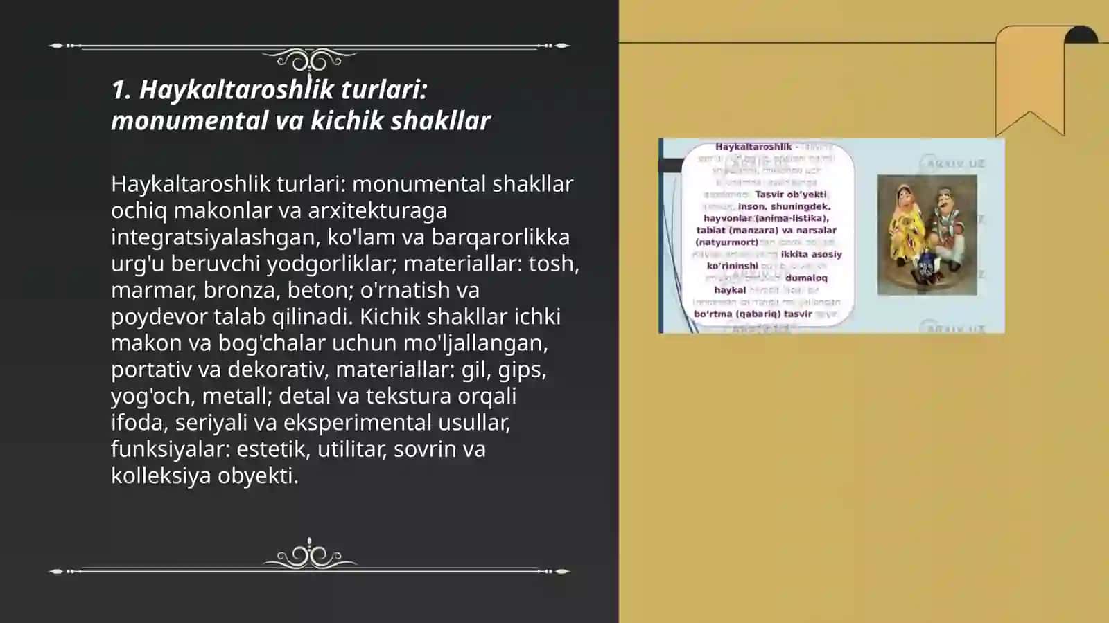 Haykaltaroshlikning turlari va moddiy-texnik vositalari 3