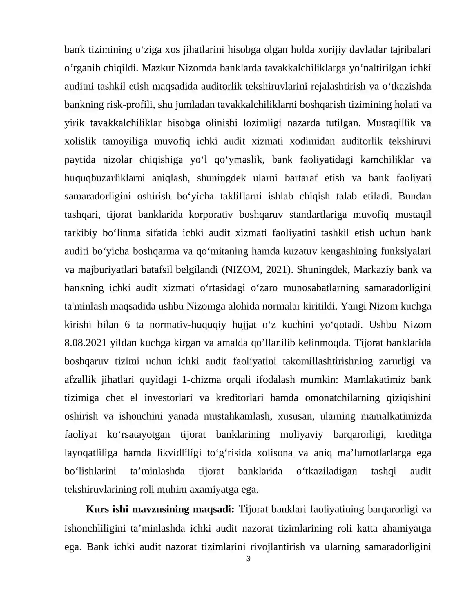 Tijorat banklarida ichki audit hizmatini rivojlantirish, samaradorligini oshirish masalalari 3