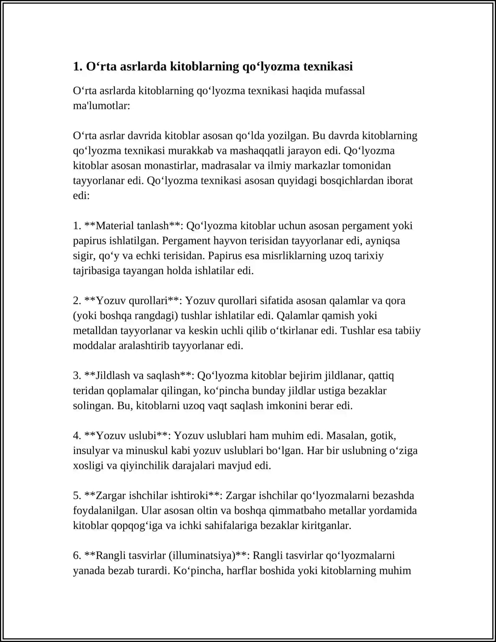 O‘rta asrlarda kitoblarning qo‘lyozma texnikasi 3