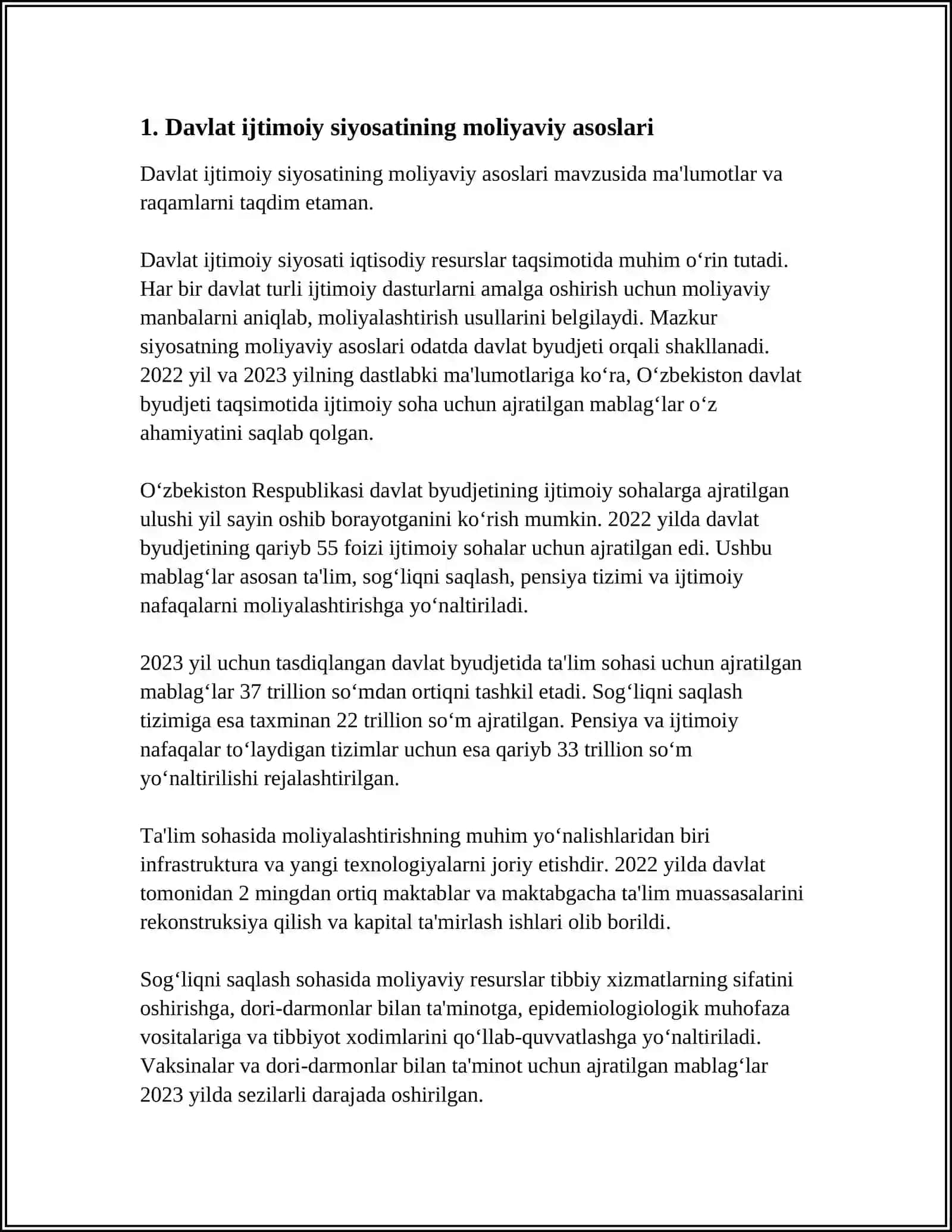BOZOR ISLOHOTLARI SHAROITIDA DAVLAT IJTIMOIY SIYOSATINING MOLIYAVIY MUAMMOLARI 3