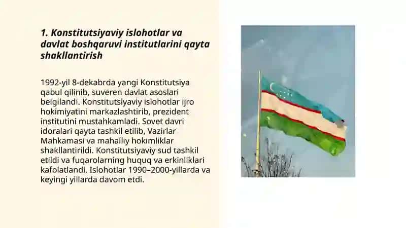 Mustaqillik yillarida davlat boshqaruvi tizimida amalga oshirilgan islohotlar 3