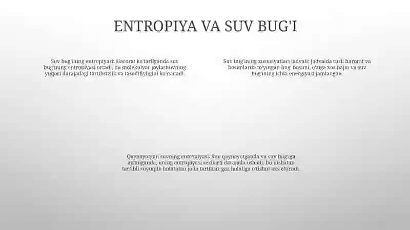 Suv Va Suv Bug‘Ining Entropiyasi 3