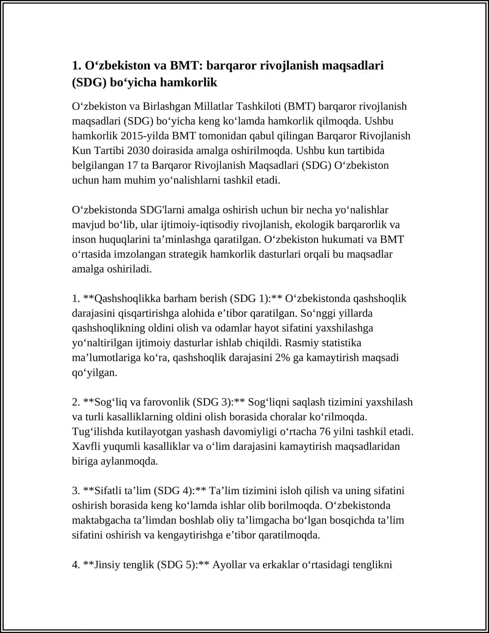 O'ZBEKISTONNING XALQARO TASHKILOTLAR BILAN HAMKORLIK ALOQALARI 3
