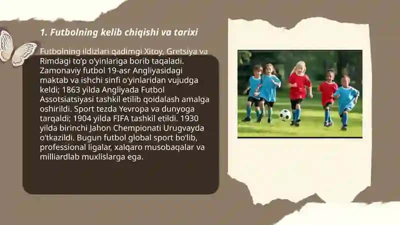 Futbol va basketbol sport turlari tarixi oʻyin qoidalari 3