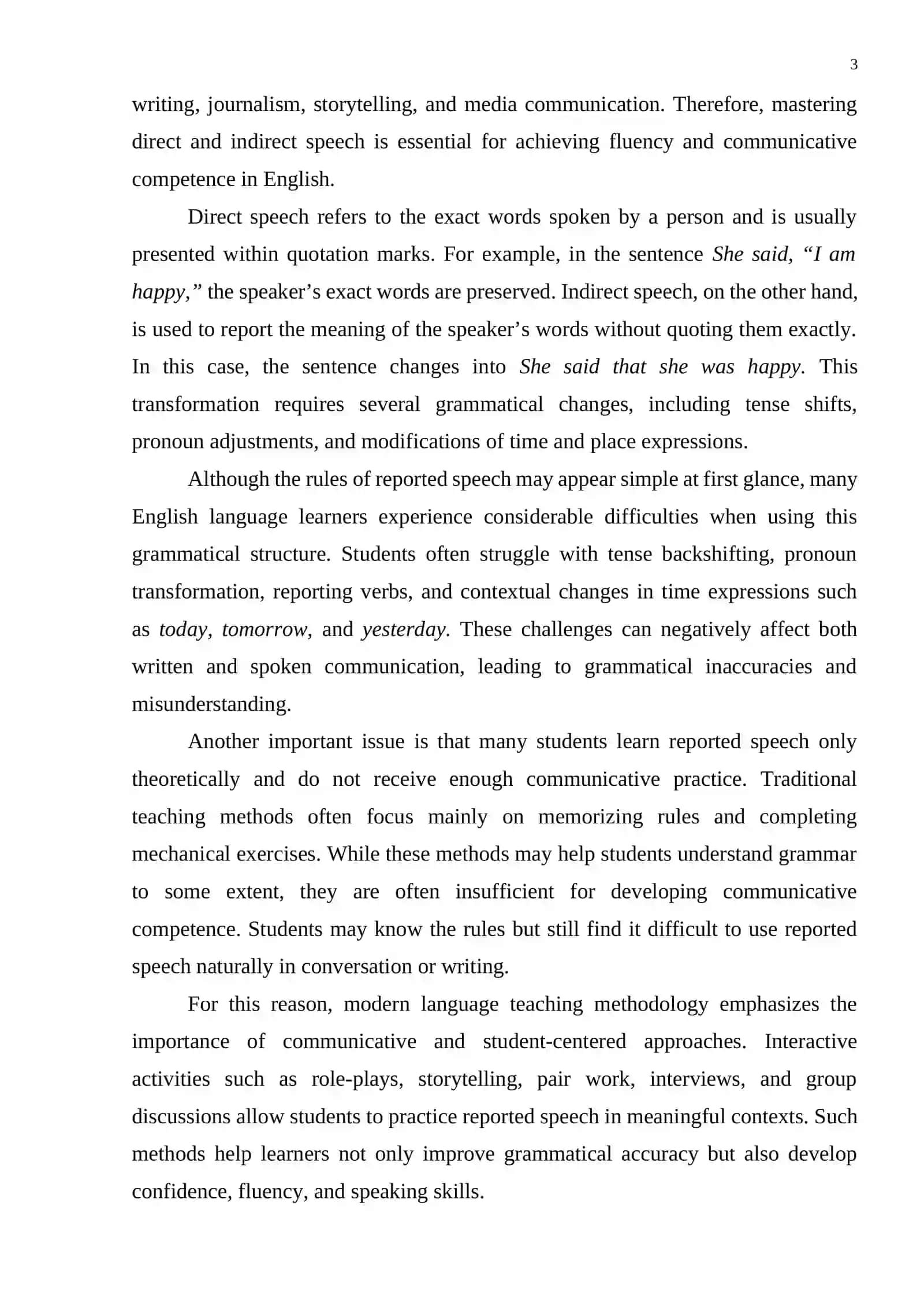 Theoretical Foundations of Teaching Direct and Indirect Speech 3