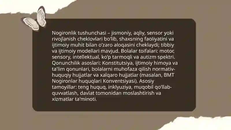 Nogronlik tushunchasi imkoniyati cheklangan bolalar toifalarini jamiyatga qoʻshish 3