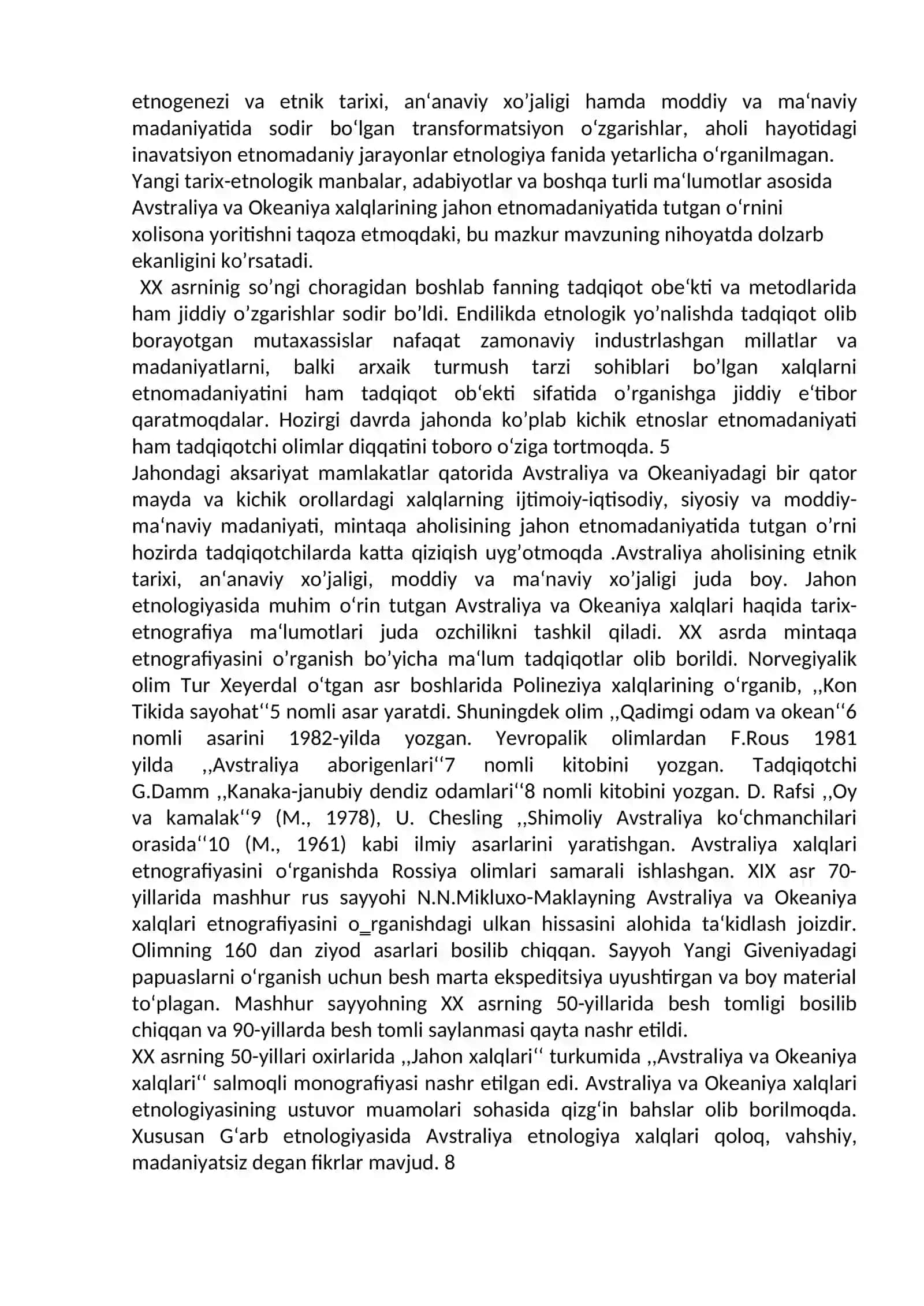 AVSTRALIYA XALQLARI ETNALOGIYASI, TABIATI KLLASIFIKATSIYASI,AHOLISI XO’JALIGI,MODDIY MADANIYATI 3