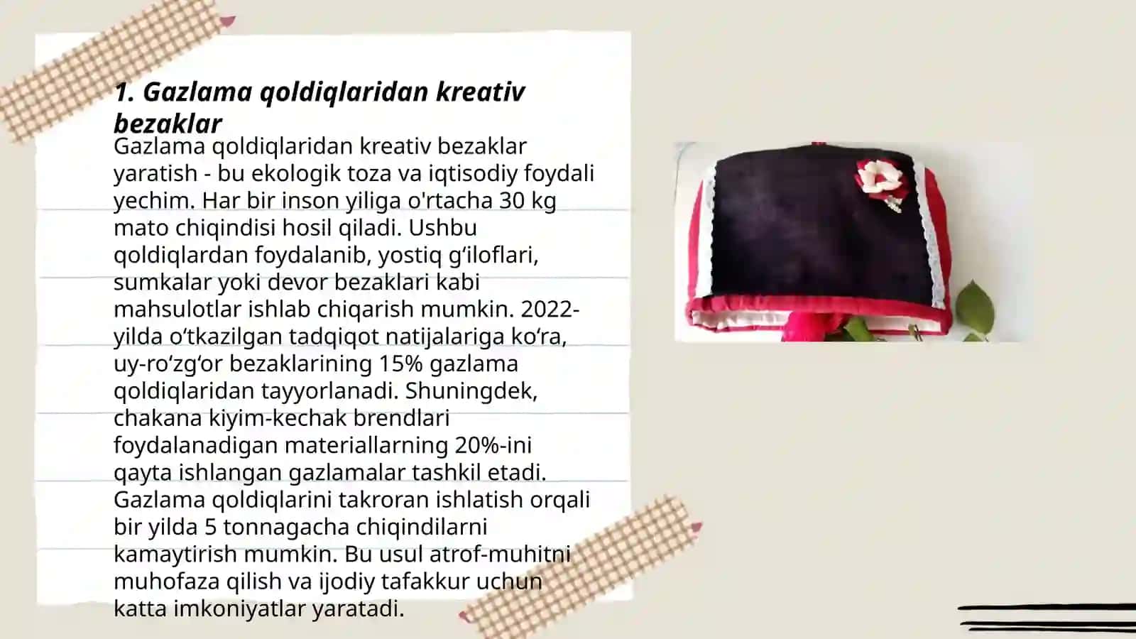 Gazlama qoldiqlaridan bezak na'munasini tayyorlash 3