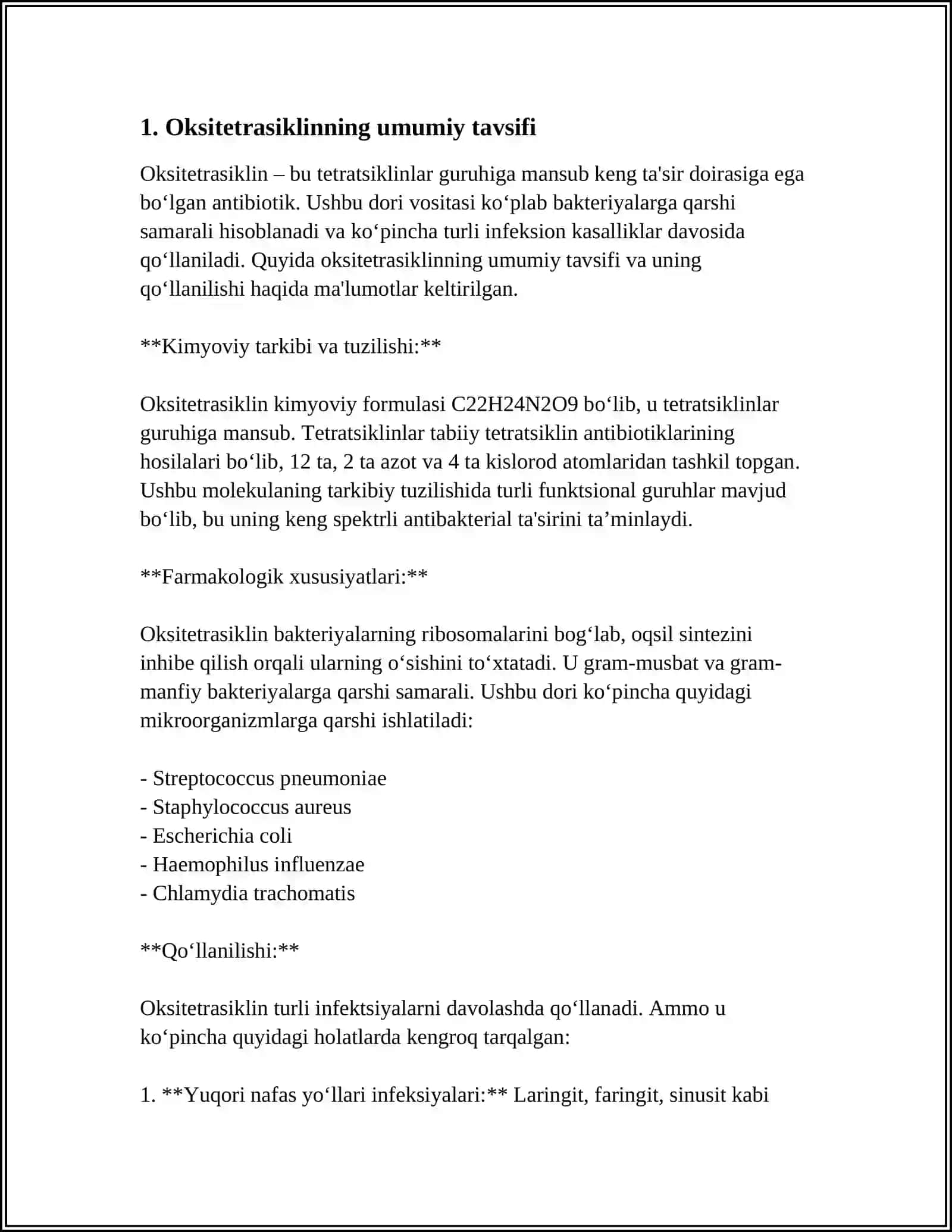 OKSITETRASIKLIN VA UNING FIZIK VA KIMYOVIY XOSSALARI 3