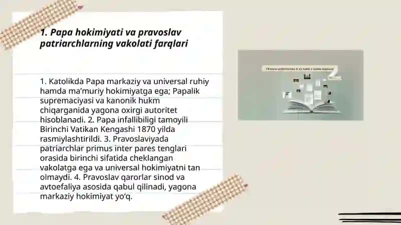 Katolitsizm va pravvoslavvlik dini yo‘nalishlarining o‘zaro farqli tomonlari 3