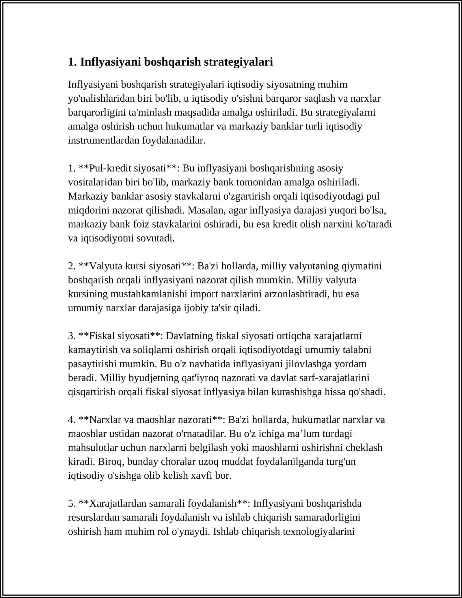 RIVOJLANGAN MAMLAKATLARDA INFLYASIYAGA QARSHI SIYOSATNING XUSUSIYATLARI 3