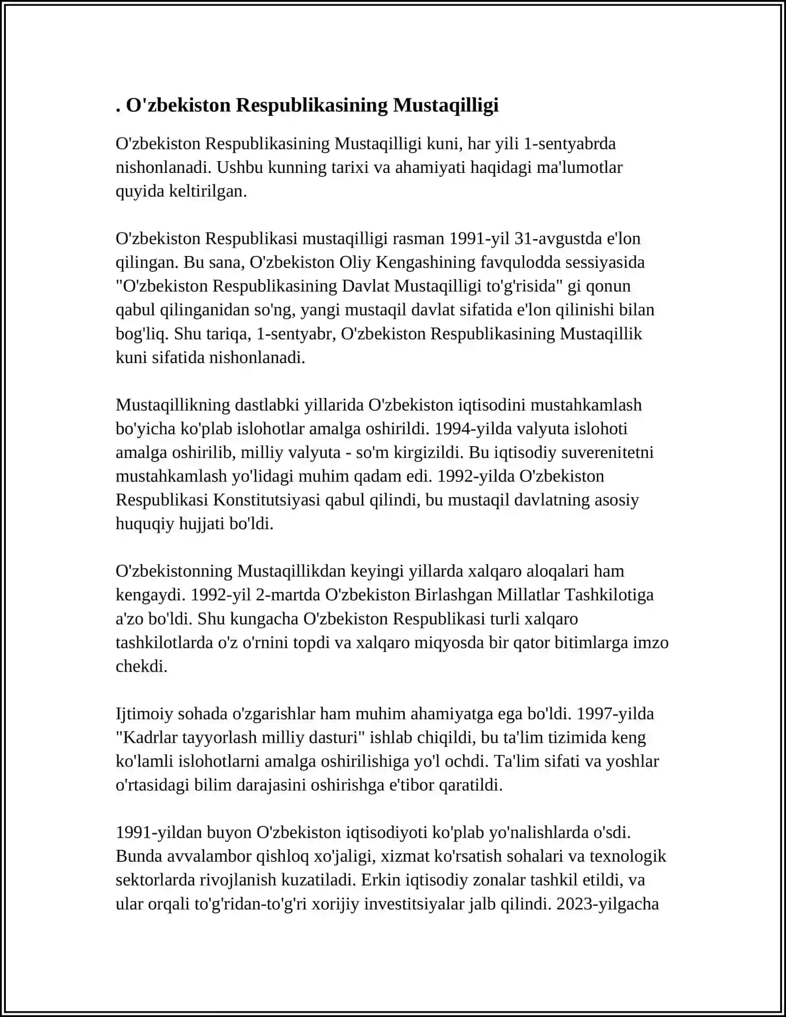 MUSTAQIL ÖZBEKISTON RESPUBLIKASI TASHKIL TOPISHINING TARIXIY AHAMIYATI 3