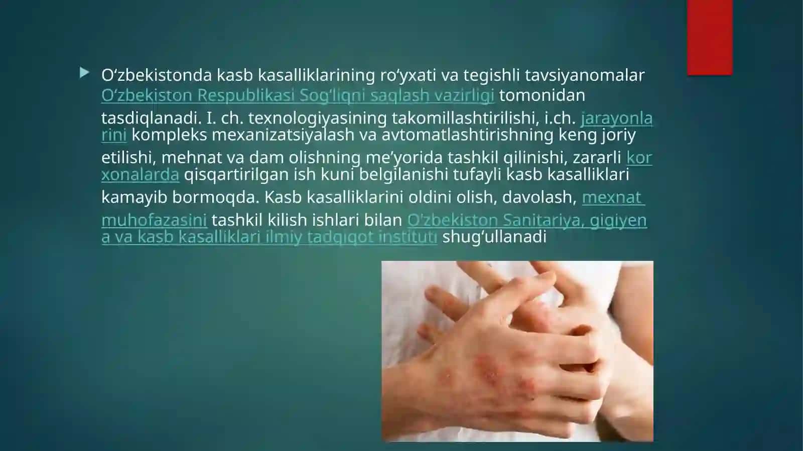 Kasbiy kasalliklarni va ishlab chiqarishdagi jarohatlari tekshirish 3