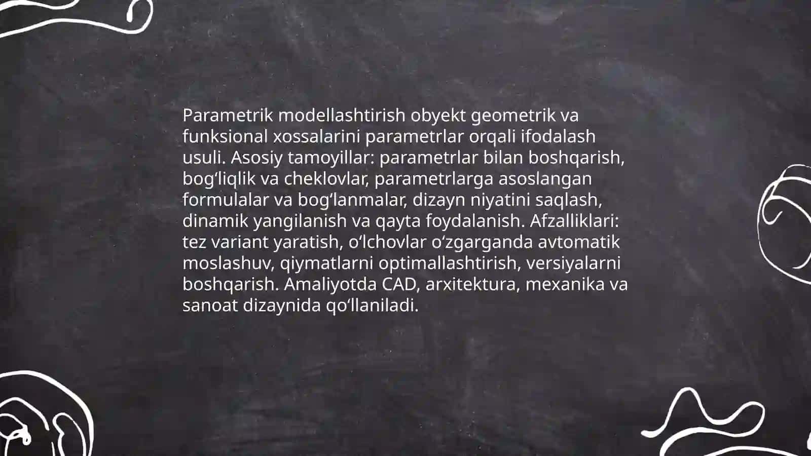 Parametrik modellashtirish tushunchasi va amaliy qo‘llanilishi 3