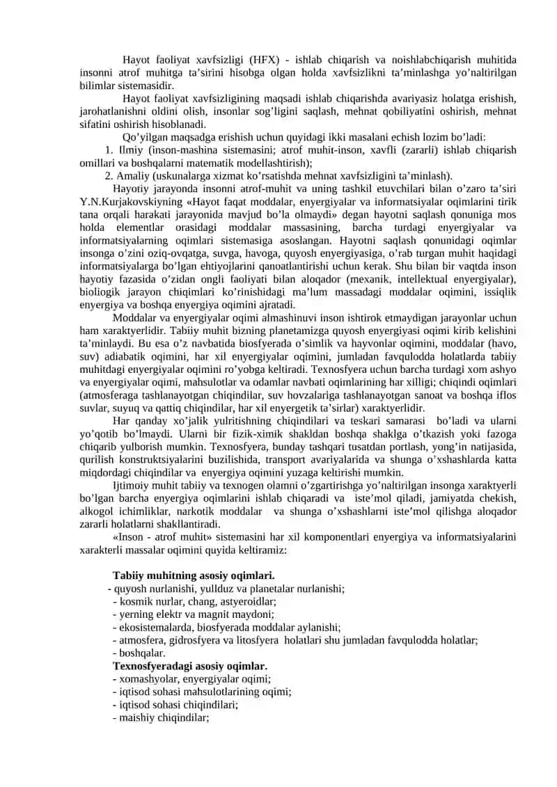 Hayot faoliyati xavfsizligini ta’minlash asoslari 3